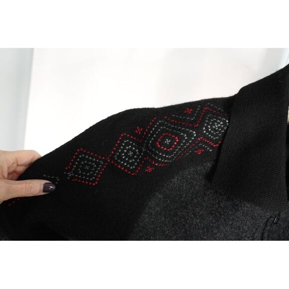 Women's XS Woolrich Embroidered Grey Collared Wool‎ Zippered Sweater Jacket - Picture 6 of 10